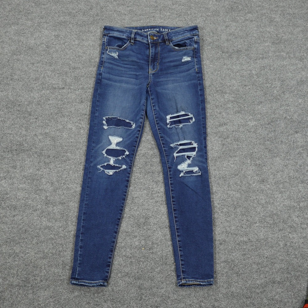 American Eagle Jegging Womens 6 Blue High Rise Next Level Stretch Distressed